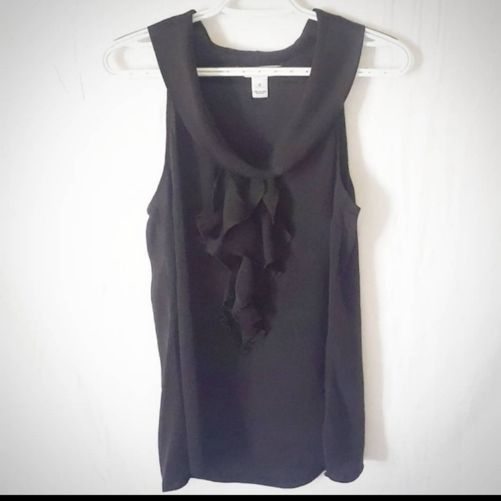 WHBM Black Ruffle Sleeveless Blouse size 12